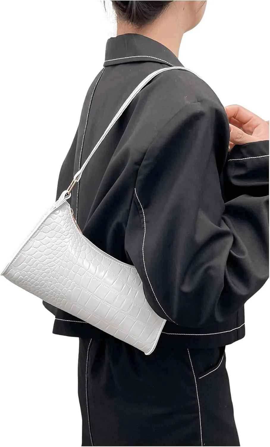 SweatyRocks Women's Crocodile Embossed Shoulder Handbag Small Clutch Purse PU Leather Square Bags