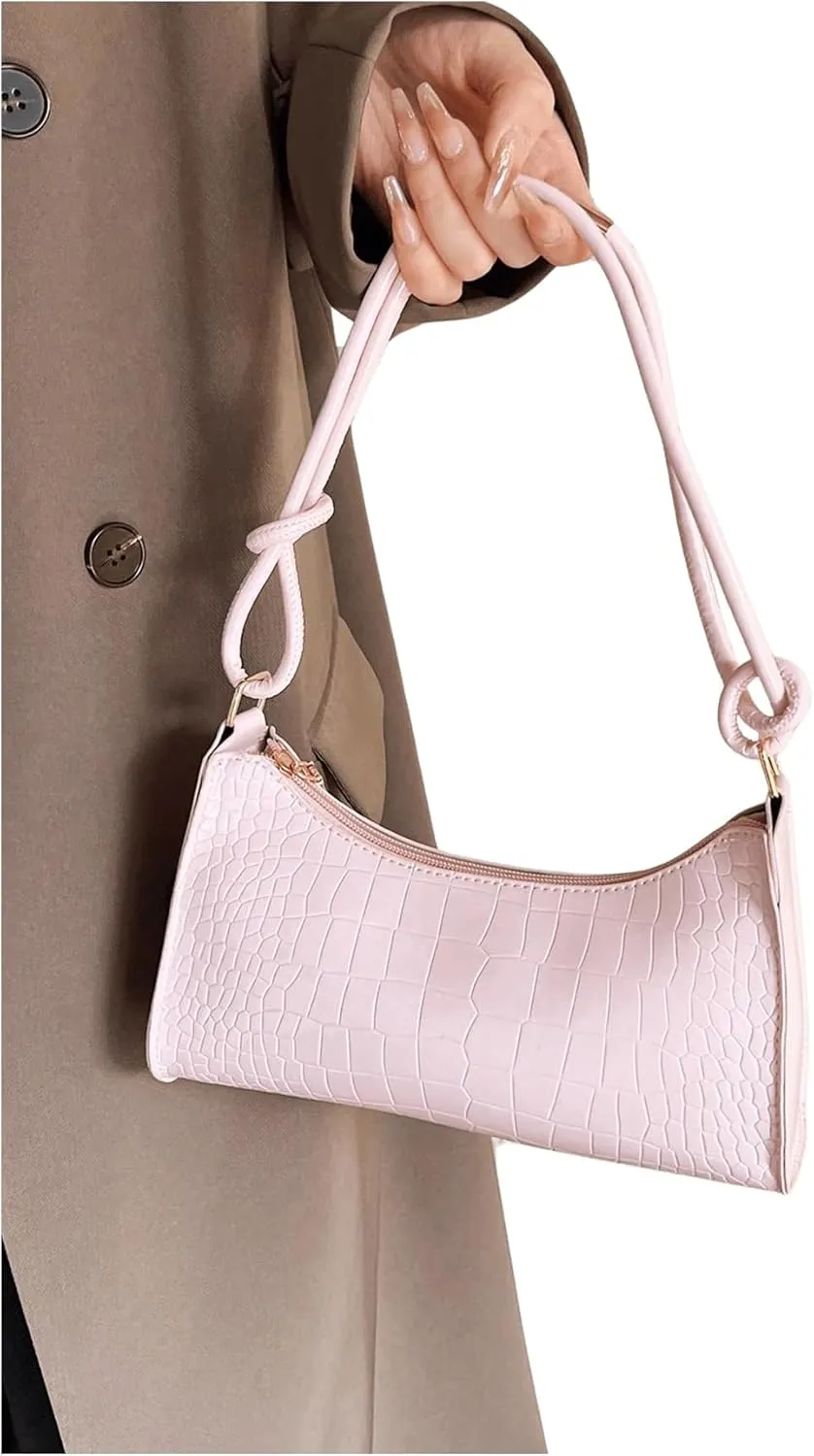 SweatyRocks Women's Crocodile Embossed Shoulder Handbag Small Clutch Purse PU Leather Square Bags