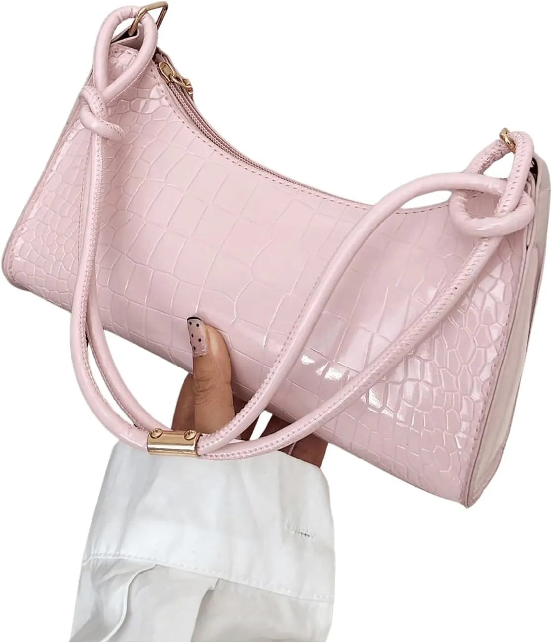 SweatyRocks Women's Crocodile Embossed Shoulder Handbag Small Clutch Purse PU Leather Square Bags