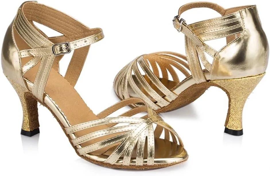 TDA Women's Fashion Single Strap Stiletto High Heel Latin Salsa Ballroom Dance Shoes