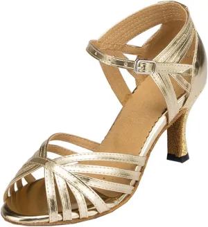 TDA Women's Fashion Single Strap Stiletto High Heel Latin Salsa Ballroom Dance Shoes