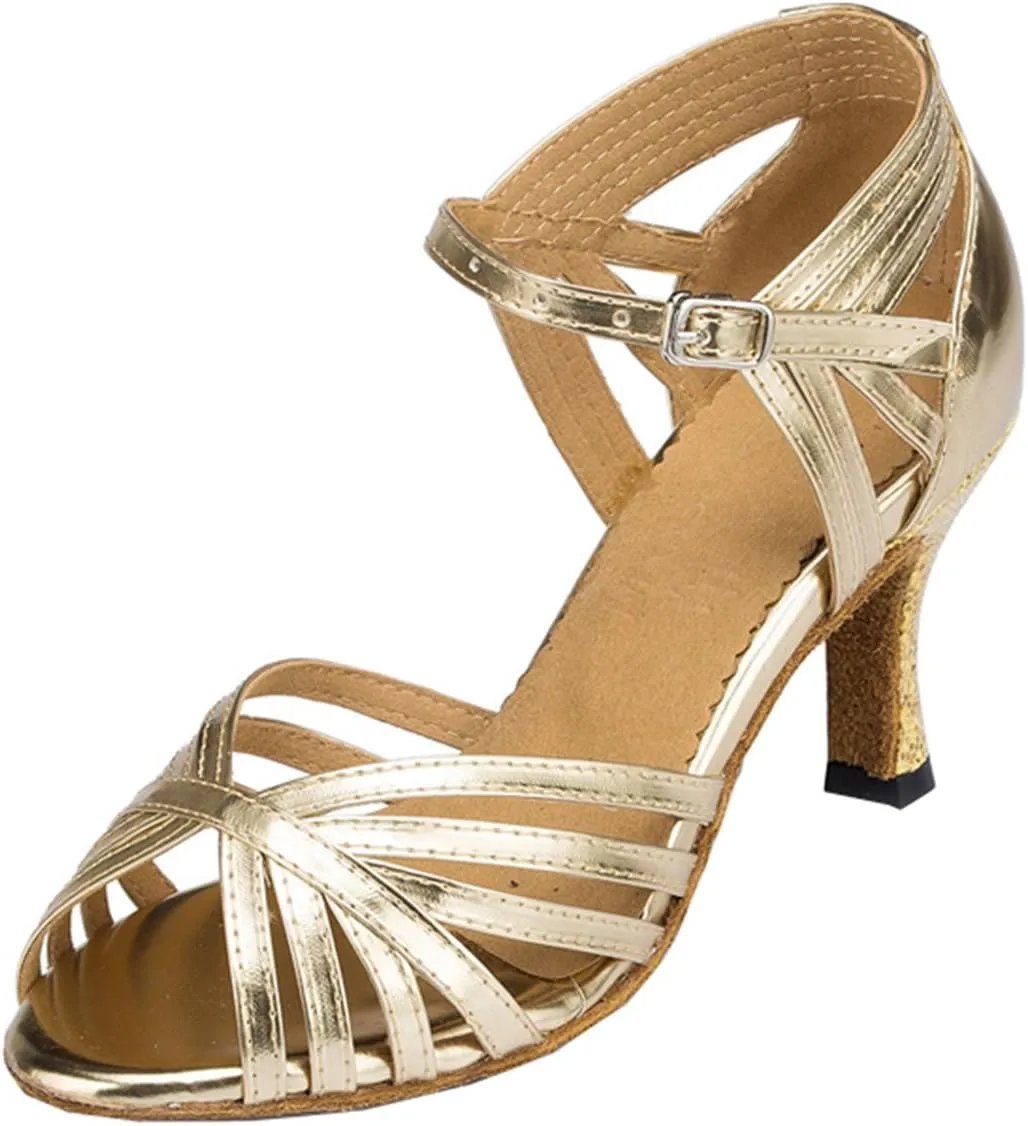 TDA Women's Fashion Single Strap Stiletto High Heel Latin Salsa Ballroom Dance Shoes