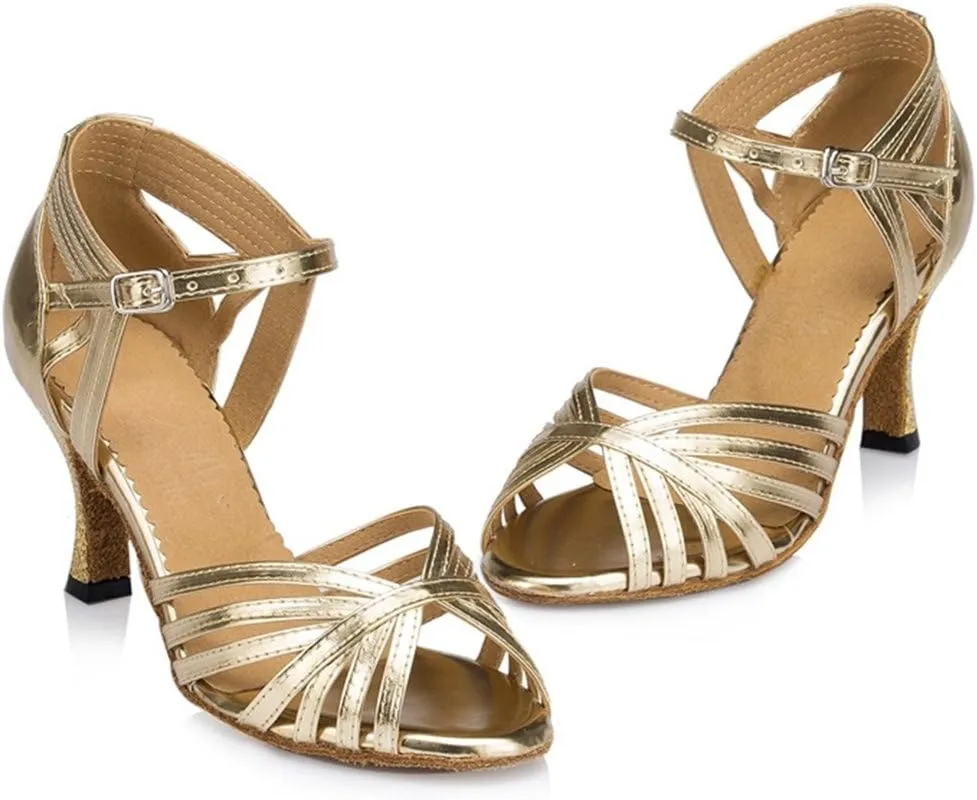 TDA Women's Fashion Single Strap Stiletto High Heel Latin Salsa Ballroom Dance Shoes