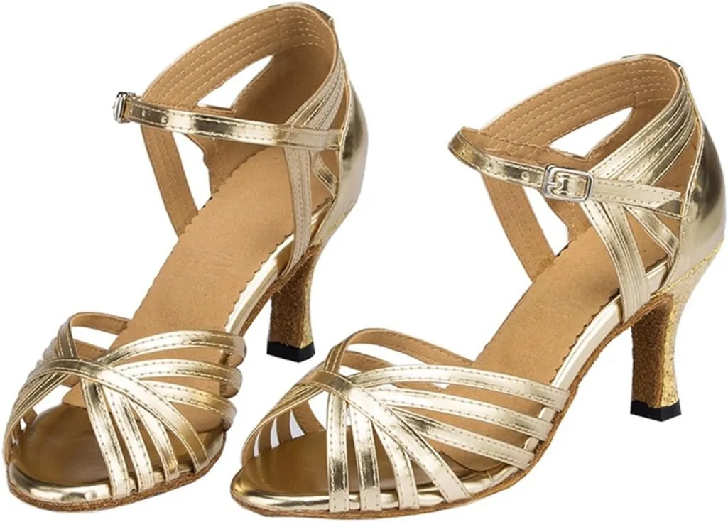 TDA Women's Fashion Single Strap Stiletto High Heel Latin Salsa Ballroom Dance Shoes