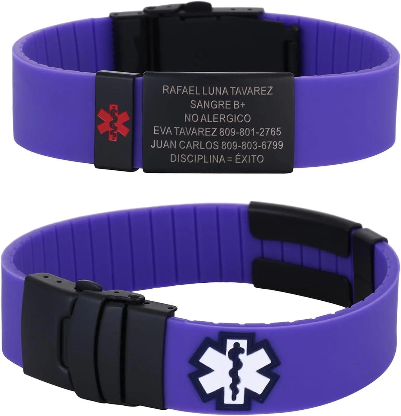 TINGKU Personalized Sport Medical Alert Bracelets for Men Women Kids Free Engraving Customized SOS ID Bracelet with Emergency Medical Card
