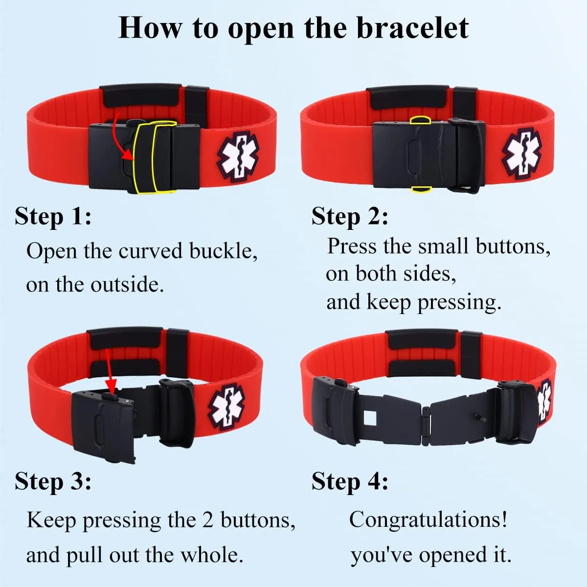 TINGKU Personalized Sport Medical Alert Bracelets for Men Women Kids Free Engraving Customized SOS ID Bracelet with Emergency Medical Card
