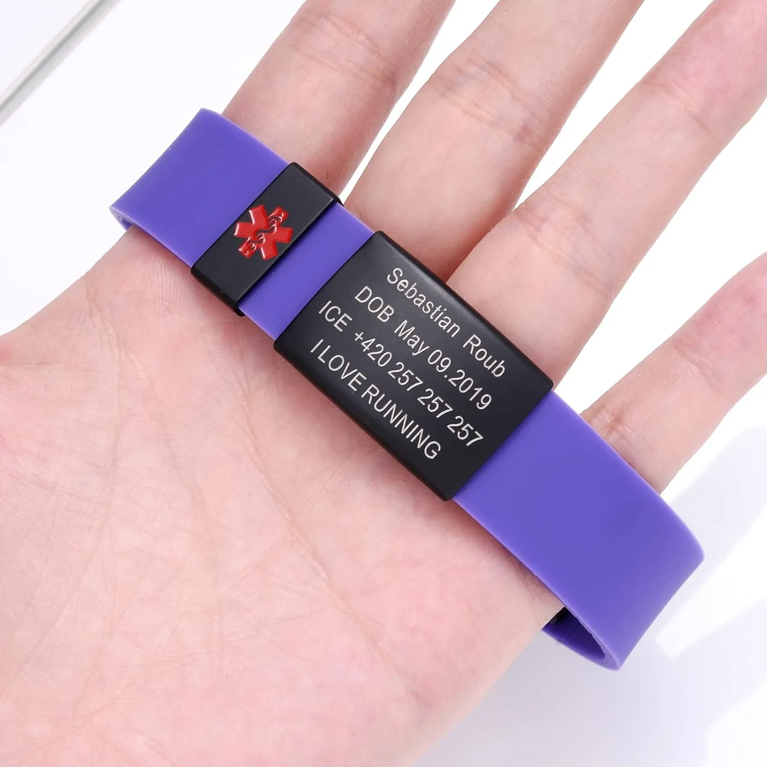 TINGKU Personalized Sport Medical Alert Bracelets for Men Women Kids Free Engraving Customized SOS ID Bracelet with Emergency Medical Card