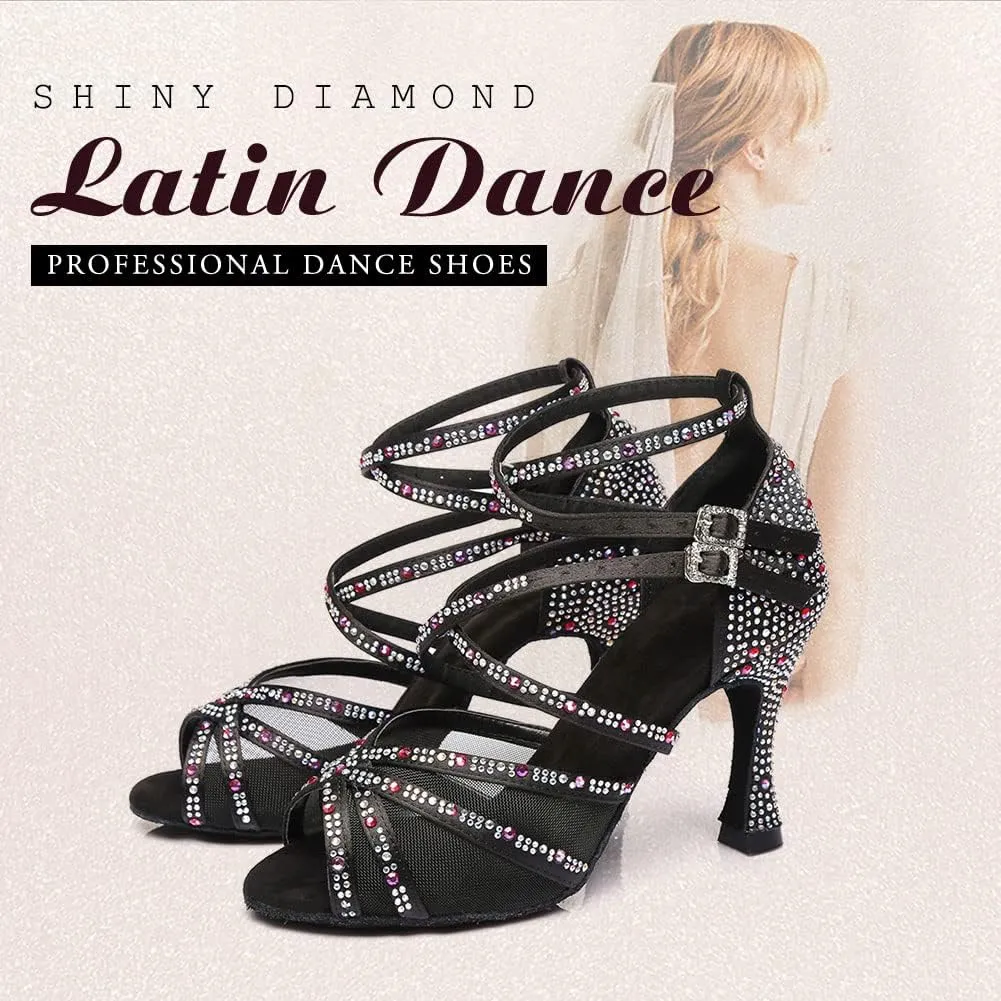 TINRYMX Latin Dance Shoes Women Rhinestones Tango Salsa Performance Ballroom Party Dance Shoes,Model-L373