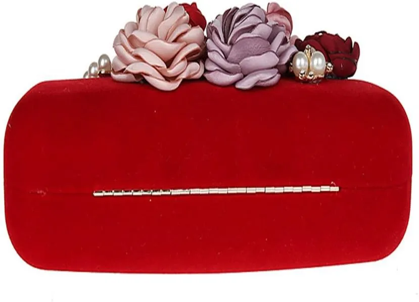 TOPCHANCES 3D Flower Elegant Satin Clutches Evening Handbags Wedding Clutch