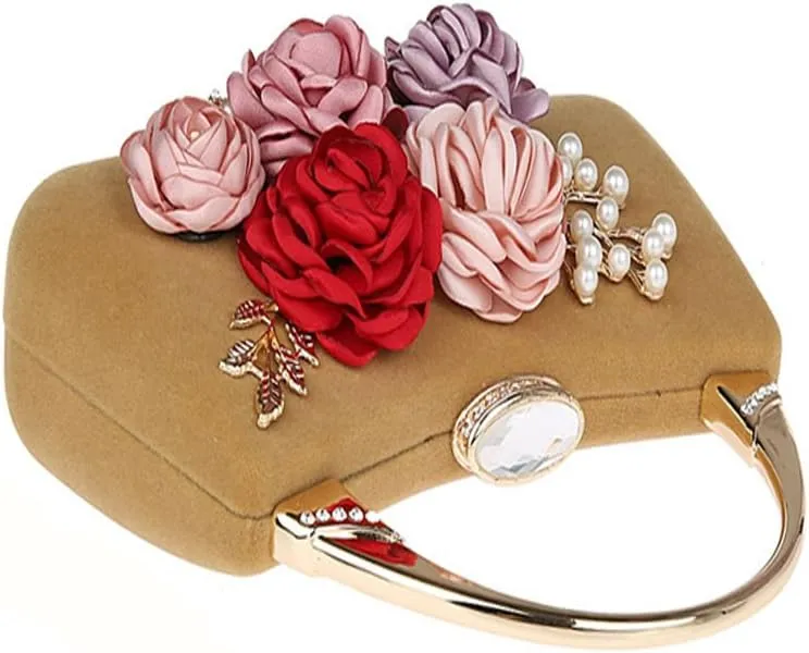 TOPCHANCES 3D Flower Elegant Satin Clutches Evening Handbags Wedding Clutch