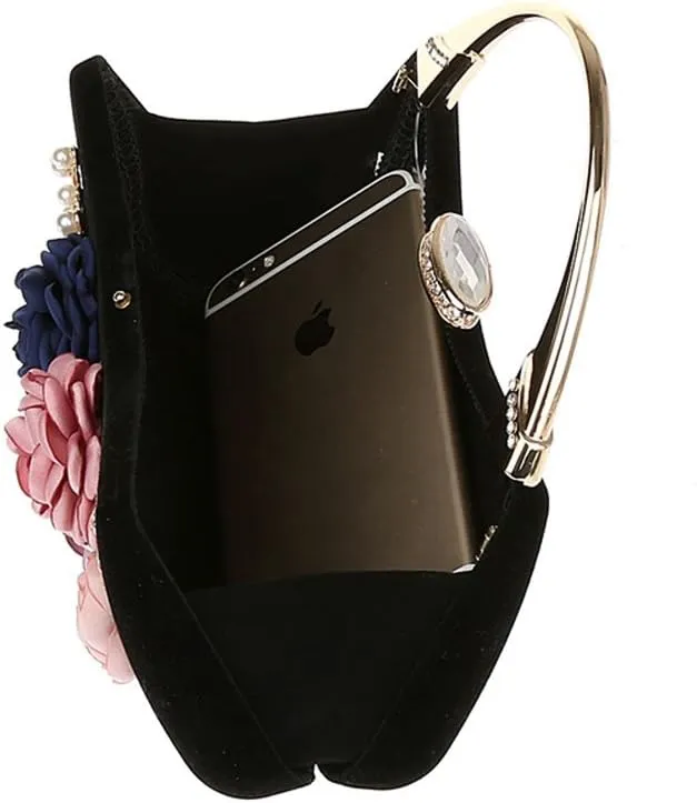 TOPCHANCES 3D Flower Elegant Satin Clutches Evening Handbags Wedding Clutch