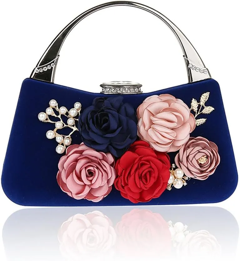 TOPCHANCES 3D Flower Elegant Satin Clutches Evening Handbags Wedding Clutch