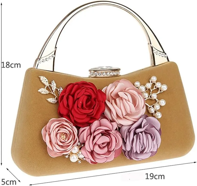 TOPCHANCES 3D Flower Elegant Satin Clutches Evening Handbags Wedding Clutch