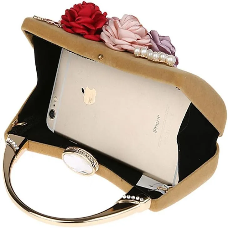 TOPCHANCES 3D Flower Elegant Satin Clutches Evening Handbags Wedding Clutch