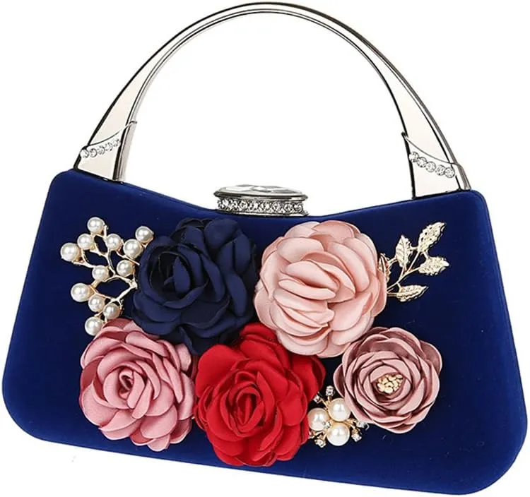 TOPCHANCES 3D Flower Elegant Satin Clutches Evening Handbags Wedding Clutch