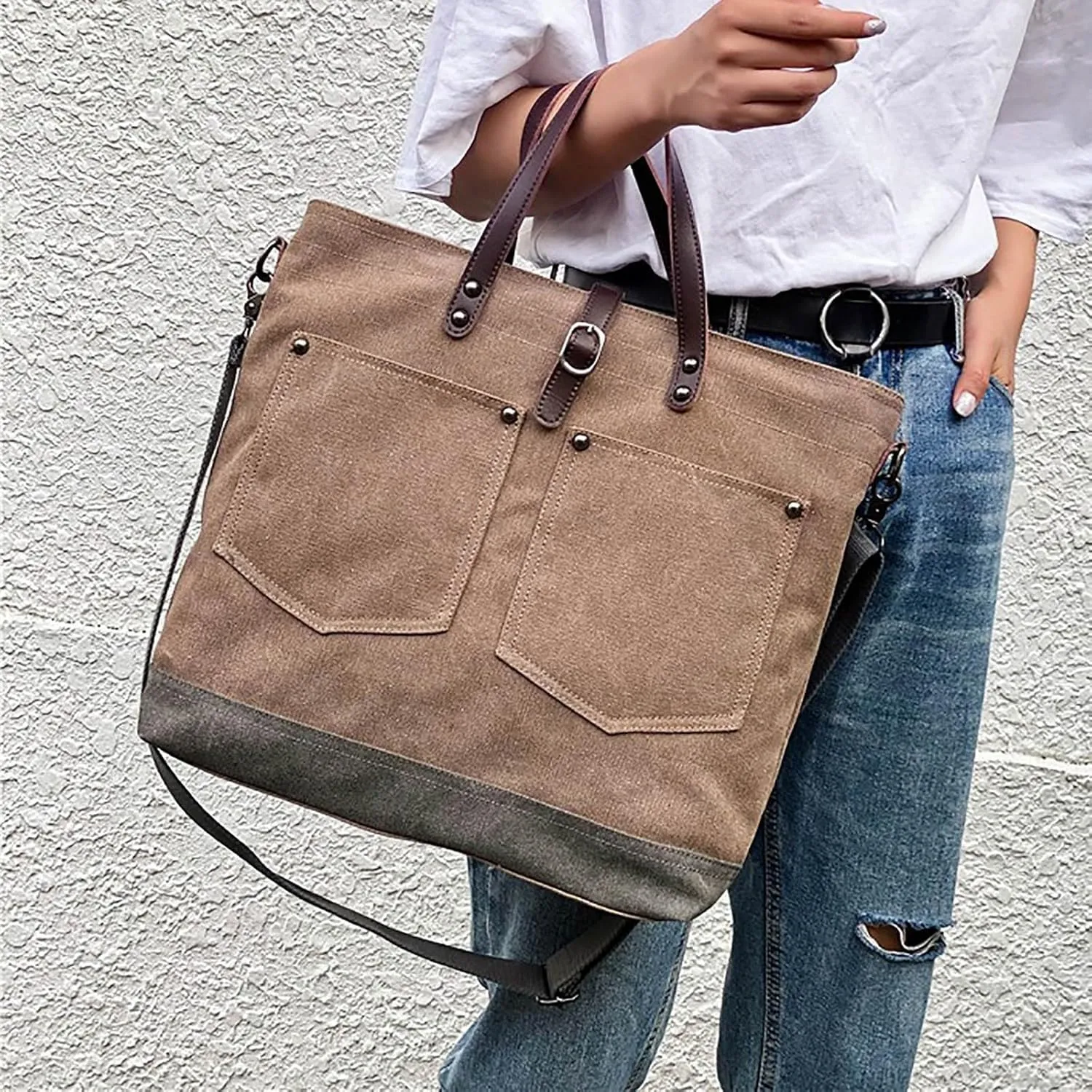 Tote Bags Purse for Women Waterproof Nylon Crossbody Bags for Woman Trendy Carry Options for Work and Daily Use(Coffee)