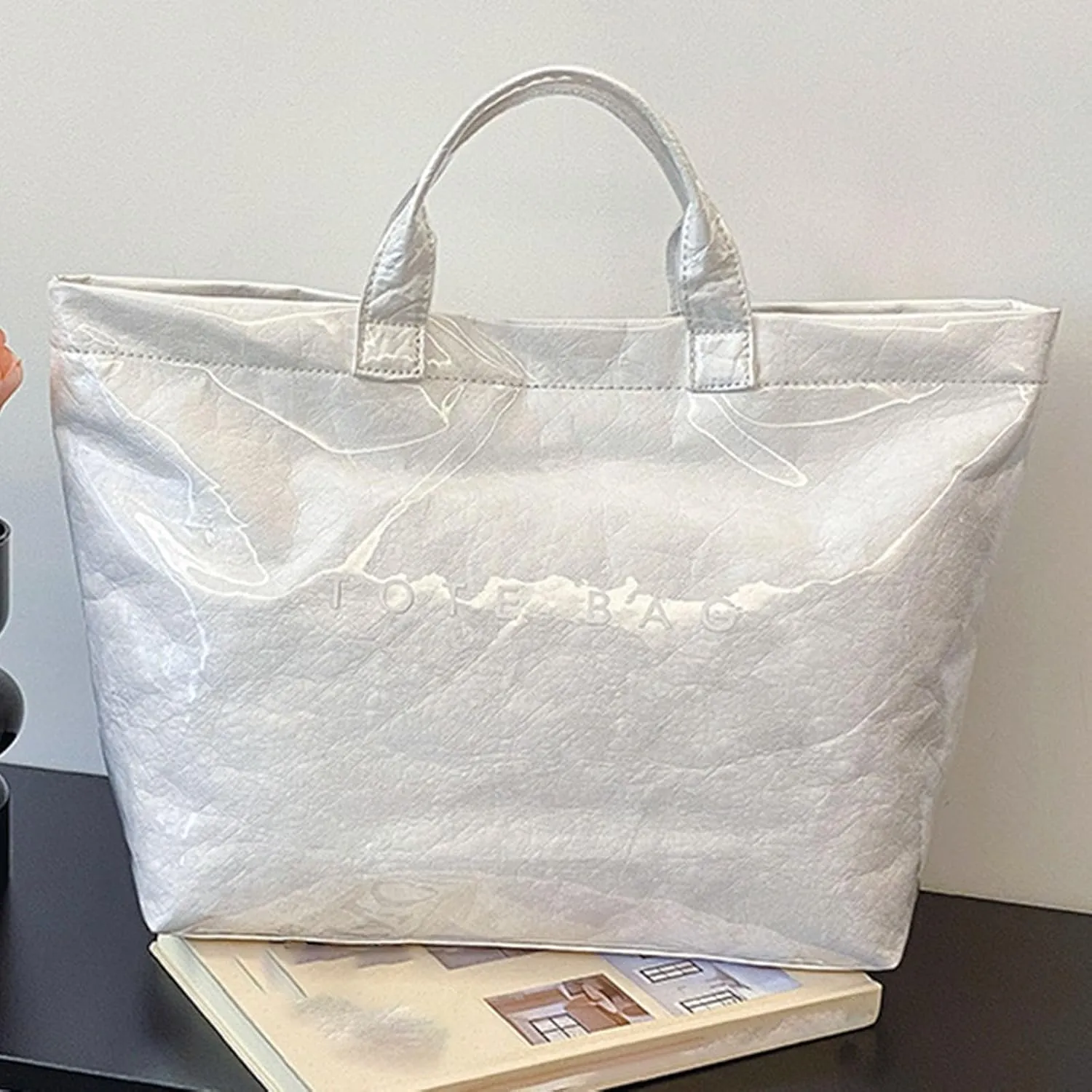 Tote Bags Retro Letter Casual Hundred Handbag Minimalist Transparent Simple Large Capacity Bags Female Womens Tote Bag