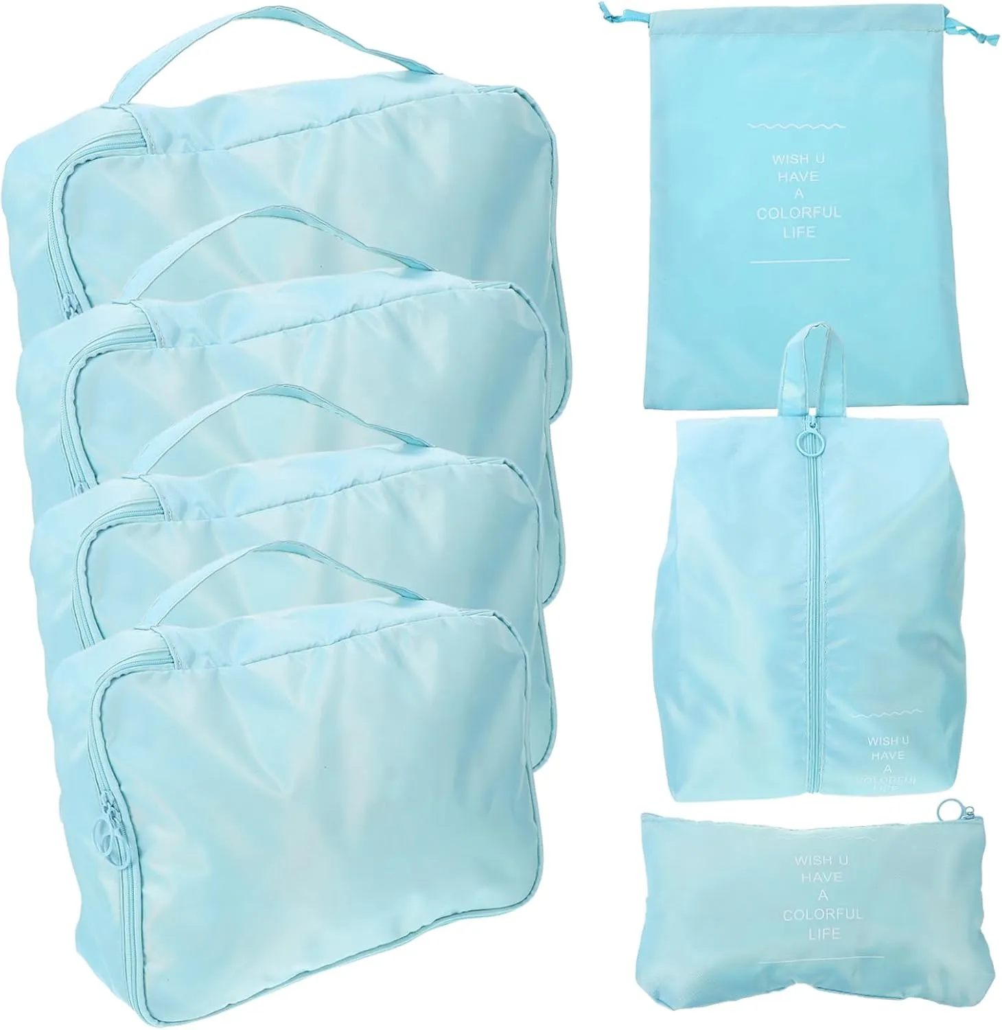 Travel Luggage Organizer Bags Set 7pcs Packing Cubes Suitcase Organizer Pouches Mesh Storage Bag Set