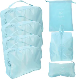 Travel Luggage Organizer Bags Set 7pcs Packing Cubes Suitcase Organizer Pouches Mesh Storage Bag Set