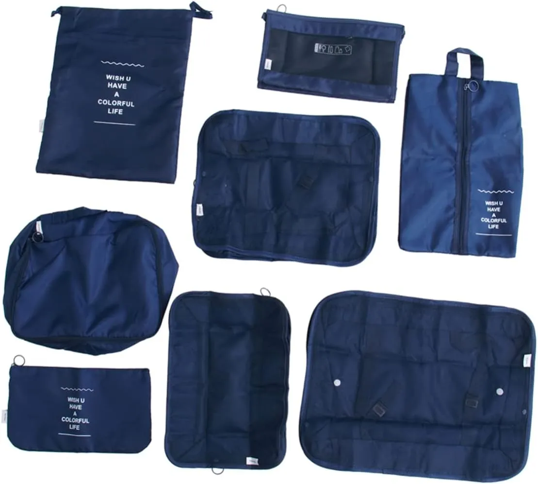 Travel Storage Bag Set 8pcs Luggage Organizer Pouches Waterproof Suitcase Packing Bags Light for Sorting