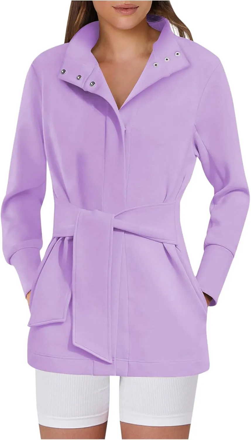 Trench Coats For Women Dressy Casual Long Sleeve Slim Business Jackets Formal Lightweight Long Sleeve Overcoat