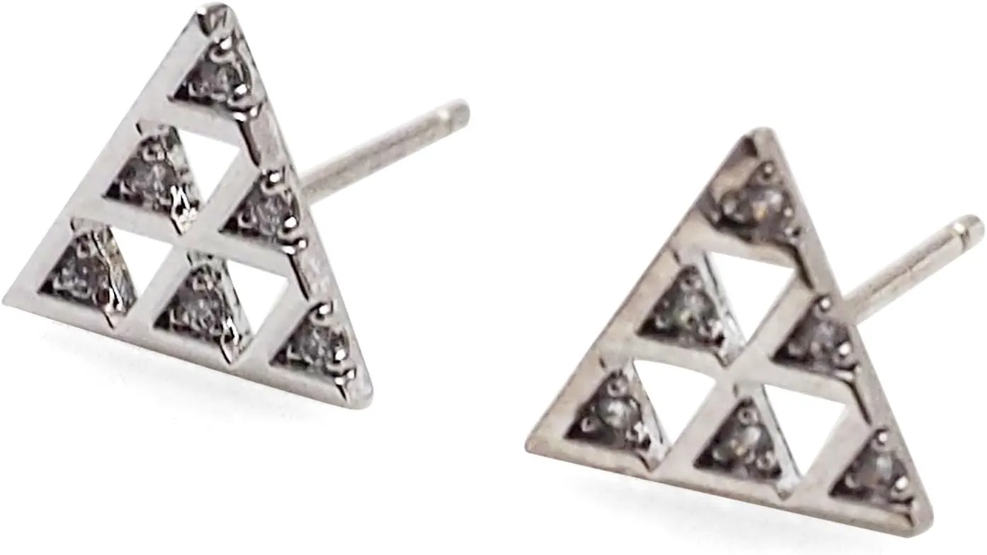 Triangle 925 Sterling Silver Stud Earrings Cubic Zirconia CZ Crystal White Pearl Rose Gold Silver Minimalist Earrings For Women Miyabi Grace