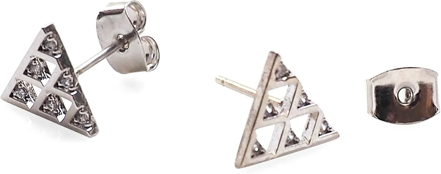 Triangle 925 Sterling Silver Stud Earrings Cubic Zirconia CZ Crystal White Pearl Rose Gold Silver Minimalist Earrings For Women Miyabi Grace