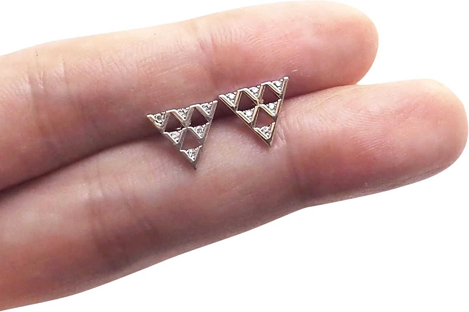 Triangle 925 Sterling Silver Stud Earrings Cubic Zirconia CZ Crystal White Pearl Rose Gold Silver Minimalist Earrings For Women Miyabi Grace
