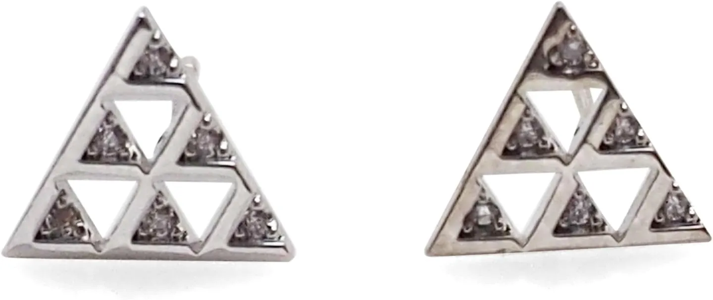 Triangle 925 Sterling Silver Stud Earrings Cubic Zirconia CZ Crystal White Pearl Rose Gold Silver Minimalist Earrings For Women Miyabi Grace