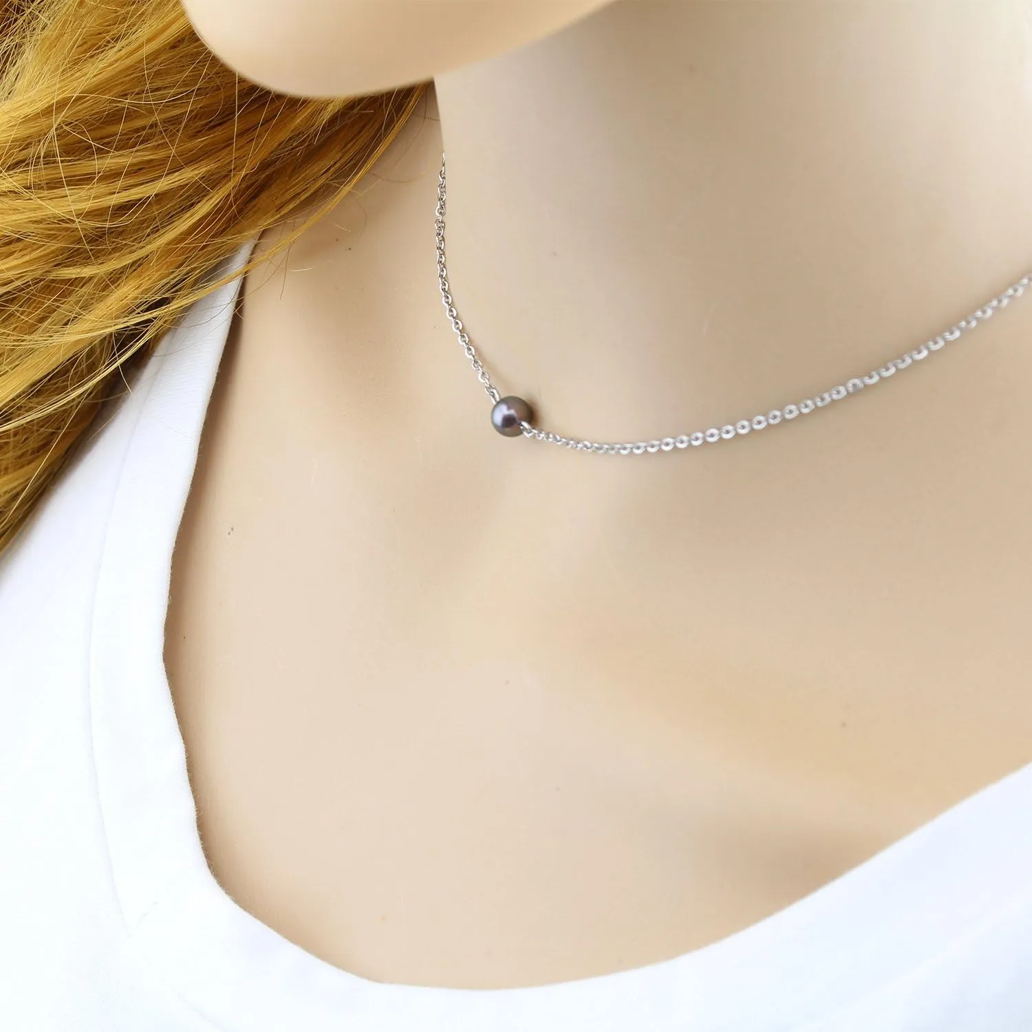 Turquoise or Pearl Bar Choker Necklace Pearl or Turquoise Beads Necklace Jewelry for Women