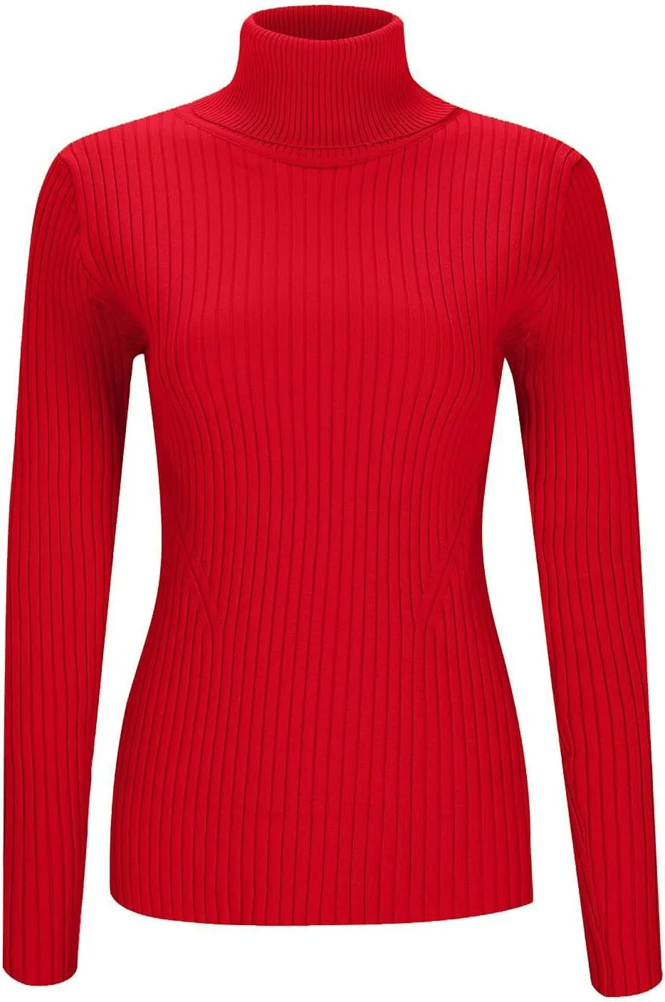 Turtleneck Ribbed Sweaters for Women 2024 Fall Fitted Long Sleeve Knitted Warm Pullover Sweater Basic Tops