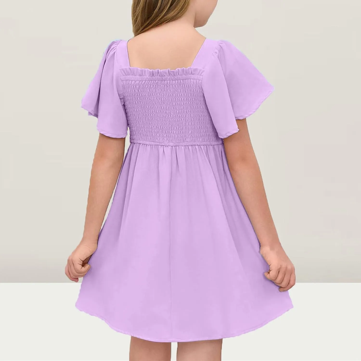 Tween Girl Summer Party Dresses Flutter Sleeve A Line Formal Dress Going Out Wedding Dress for Kids 5-14 Years