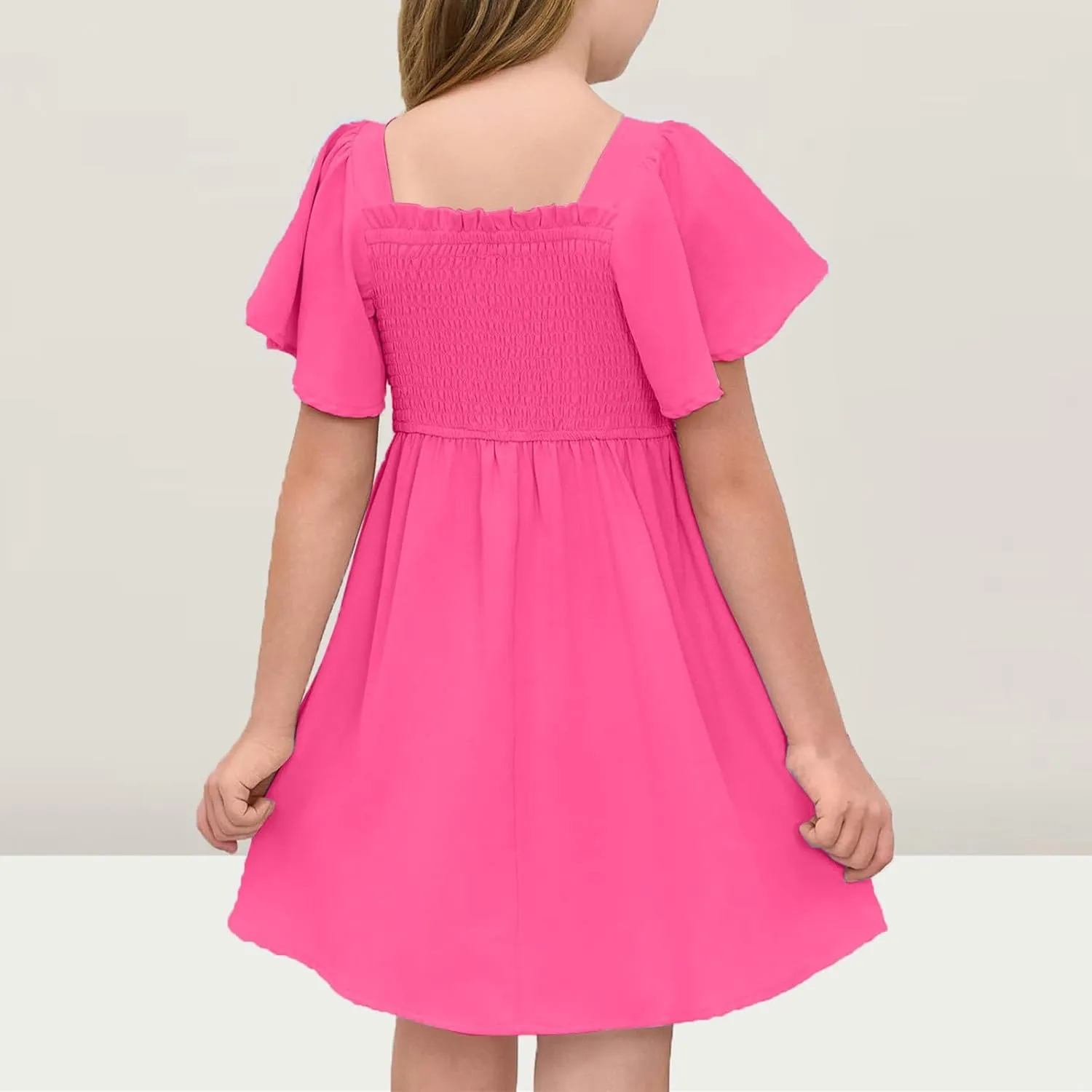 Tween Girl Summer Party Dresses Flutter Sleeve A Line Formal Dress Going Out Wedding Dress for Kids 5-14 Years