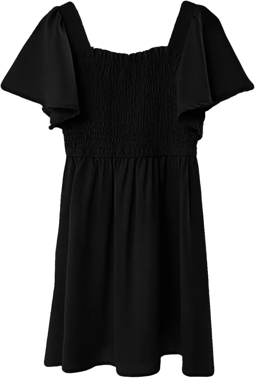 Tween Girl Summer Party Dresses Flutter Sleeve A Line Formal Dress Going Out Wedding Dress for Kids 5-14 Years