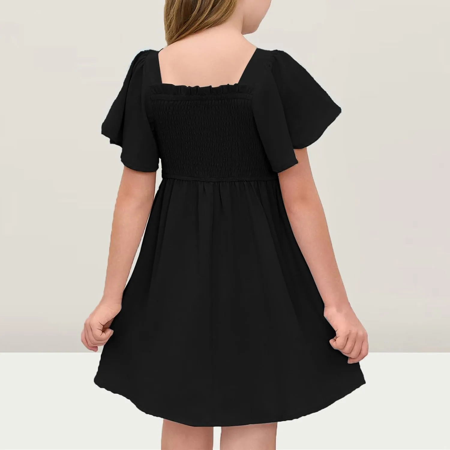 Tween Girl Summer Party Dresses Flutter Sleeve A Line Formal Dress Going Out Wedding Dress for Kids 5-14 Years
