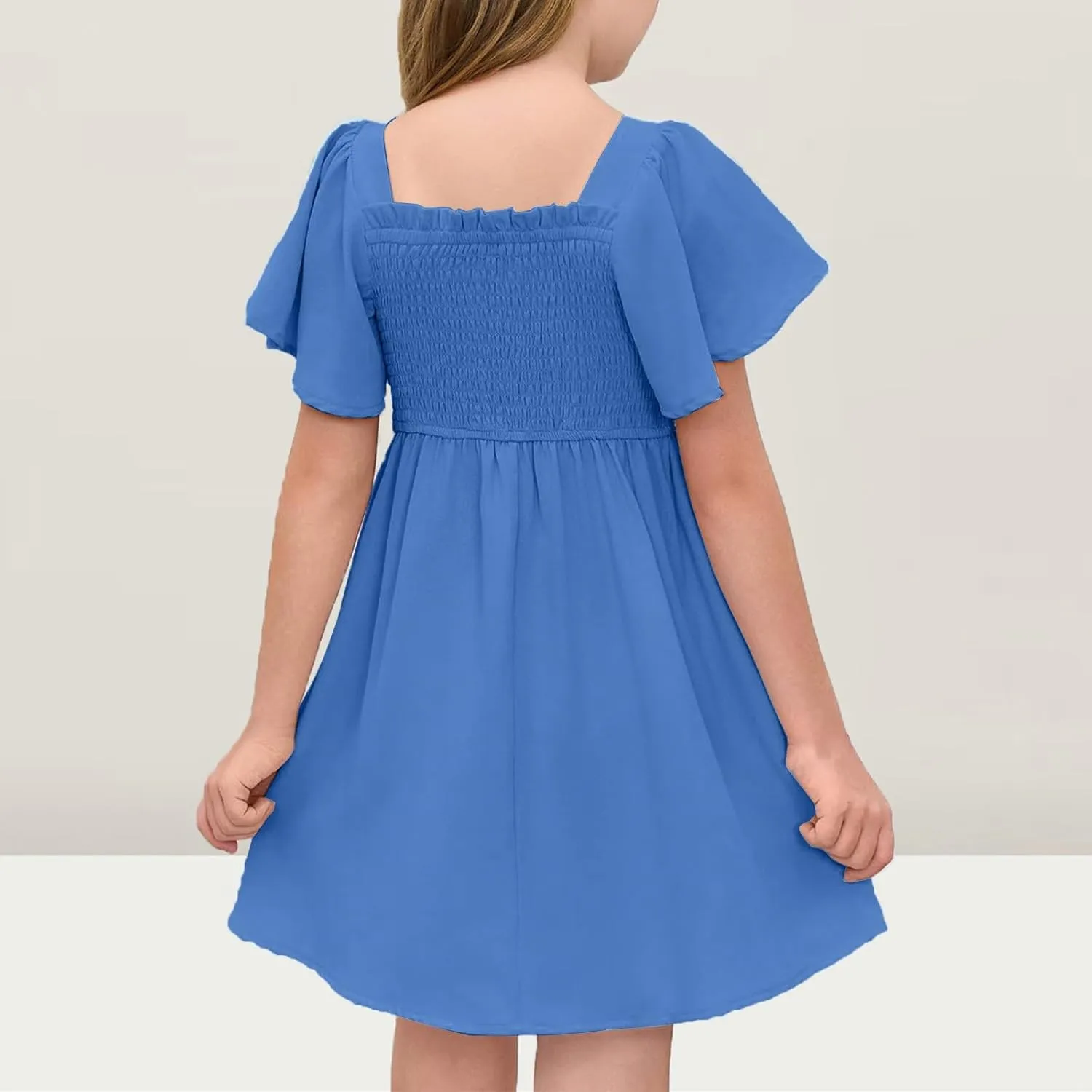 Tween Girl Summer Party Dresses Flutter Sleeve A Line Formal Dress Going Out Wedding Dress for Kids 5-14 Years