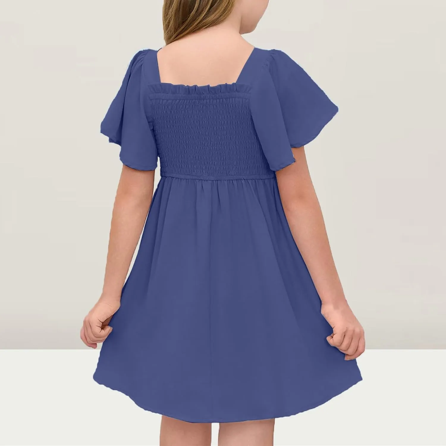 Tween Girl Summer Party Dresses Flutter Sleeve A Line Formal Dress Going Out Wedding Dress for Kids 5-14 Years