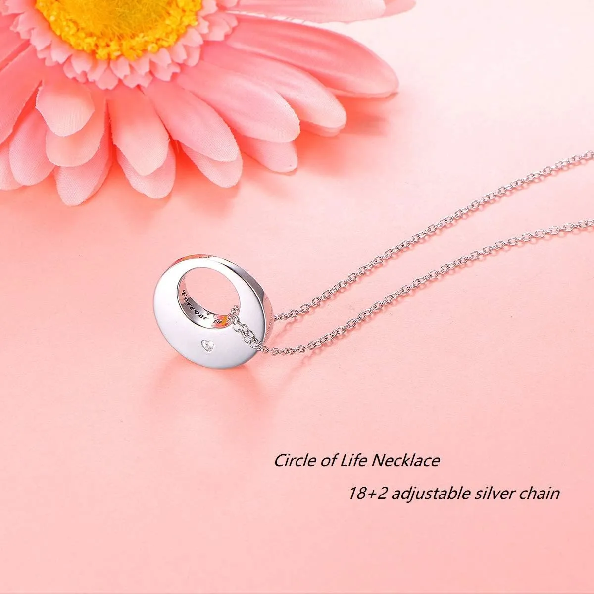 Urn Necklaces for Ashes for Women Girls Cremation Jewelry 925 Sterling Silver Eternity Memorial Forever in My Heart Ashes Keepsake, Adjustable Silver Chain 18 2 Inches