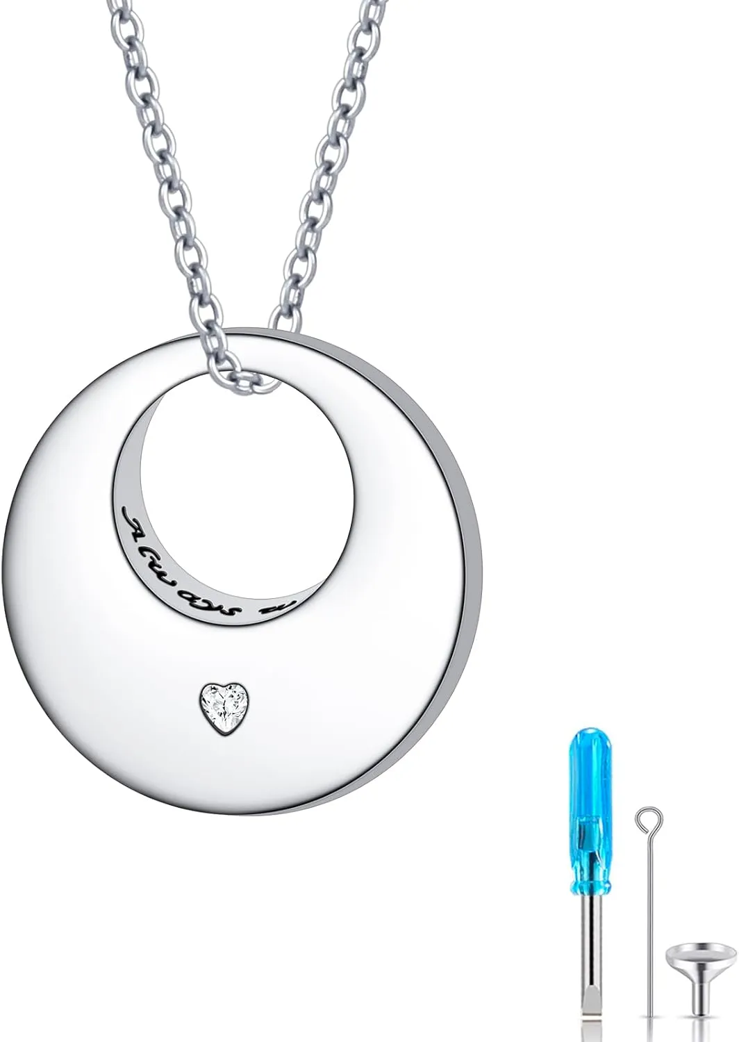Urn Necklaces for Ashes for Women Girls Cremation Jewelry 925 Sterling Silver Eternity Memorial Forever in My Heart Ashes Keepsake, Adjustable Silver Chain 18 2 Inches