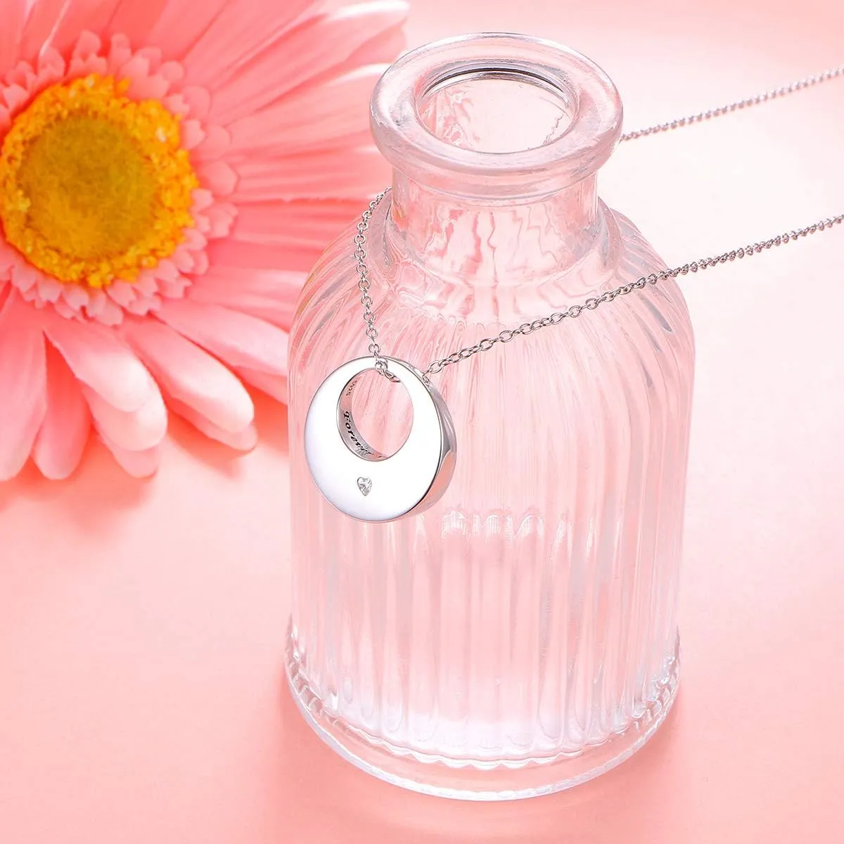 Urn Necklaces for Ashes for Women Girls Cremation Jewelry 925 Sterling Silver Eternity Memorial Forever in My Heart Ashes Keepsake, Adjustable Silver Chain 18 2 Inches