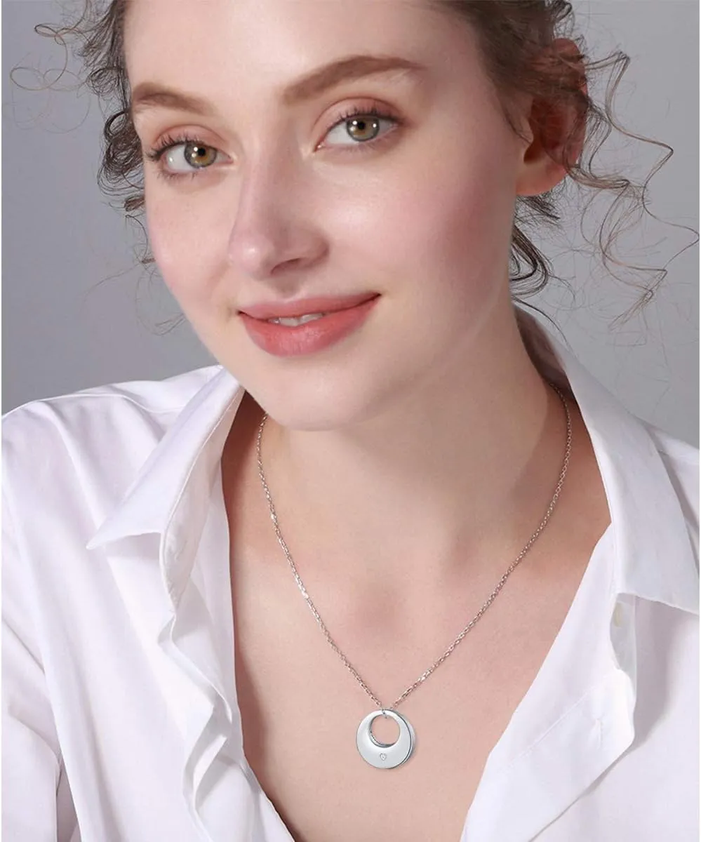 Urn Necklaces for Ashes for Women Girls Cremation Jewelry 925 Sterling Silver Eternity Memorial Forever in My Heart Ashes Keepsake, Adjustable Silver Chain 18 2 Inches