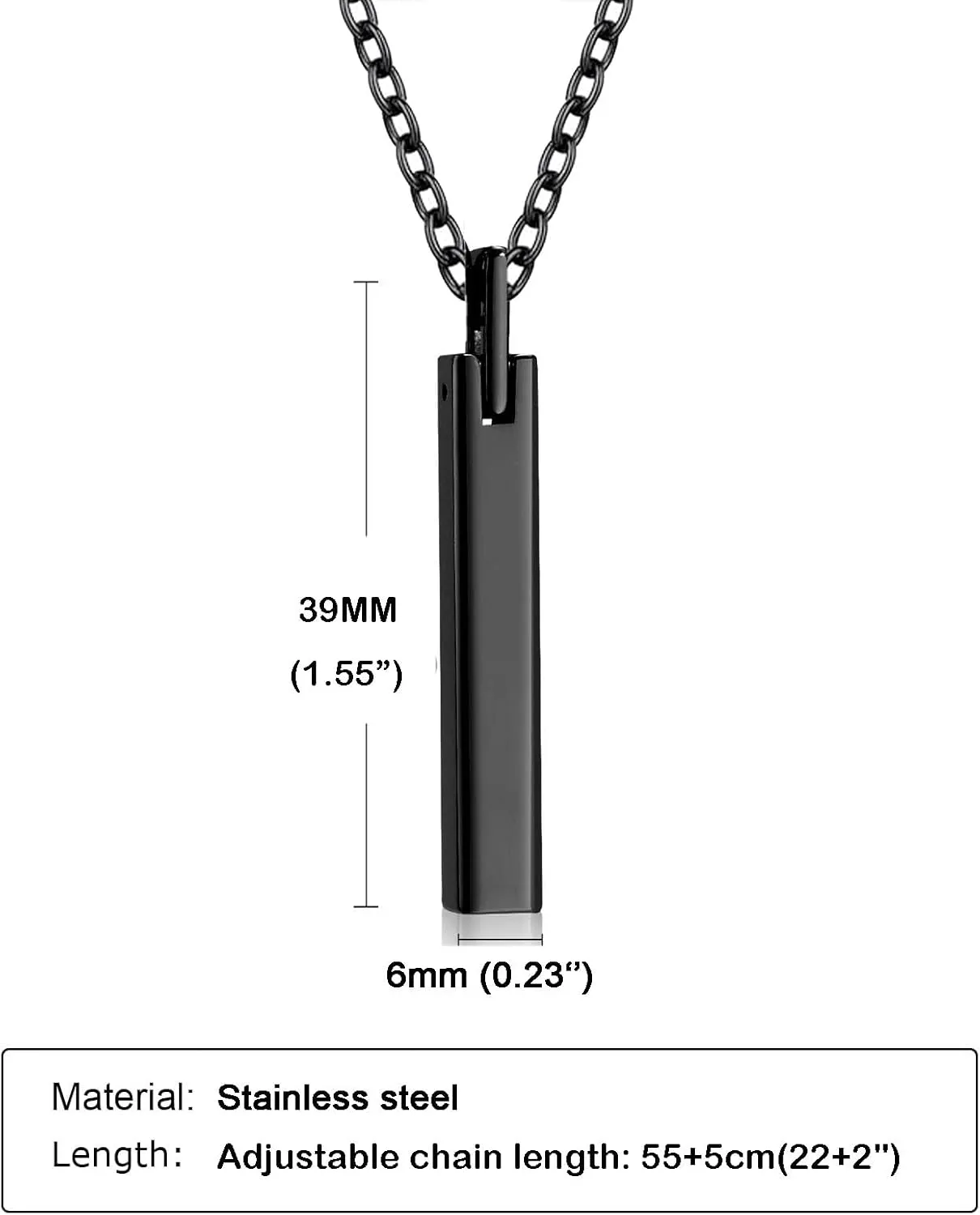 Urn Necklaces for Ashes for Women Men Cremation Jewelry for Ashes of Loved Ones Stainless Steel Bar Ashes Necklace Memorial Ash Pendant
