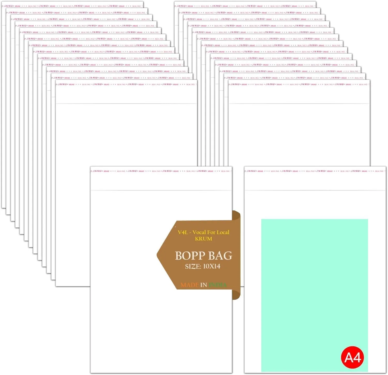 V4L Plastic Seal Self Adhesive Packing Clear Bag Transparent Pouches for Garments Clothes Saree Shirt Size 10X14 Pack of 500