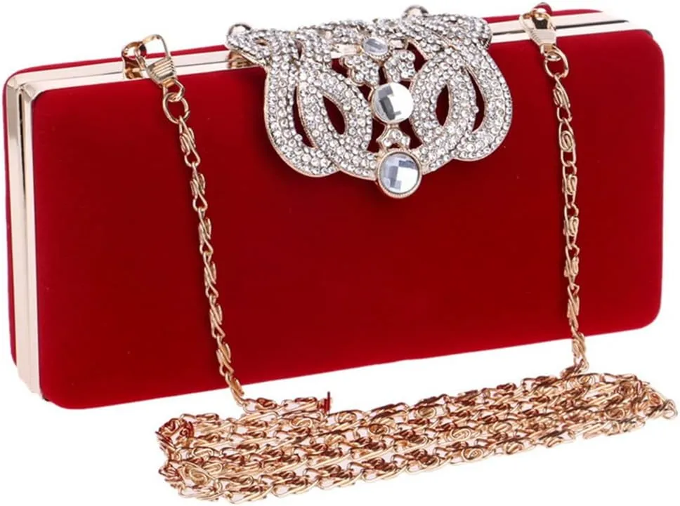 Velvet Women Evening Bags Diamonds Daily Clutches Party Small Handbags Purse