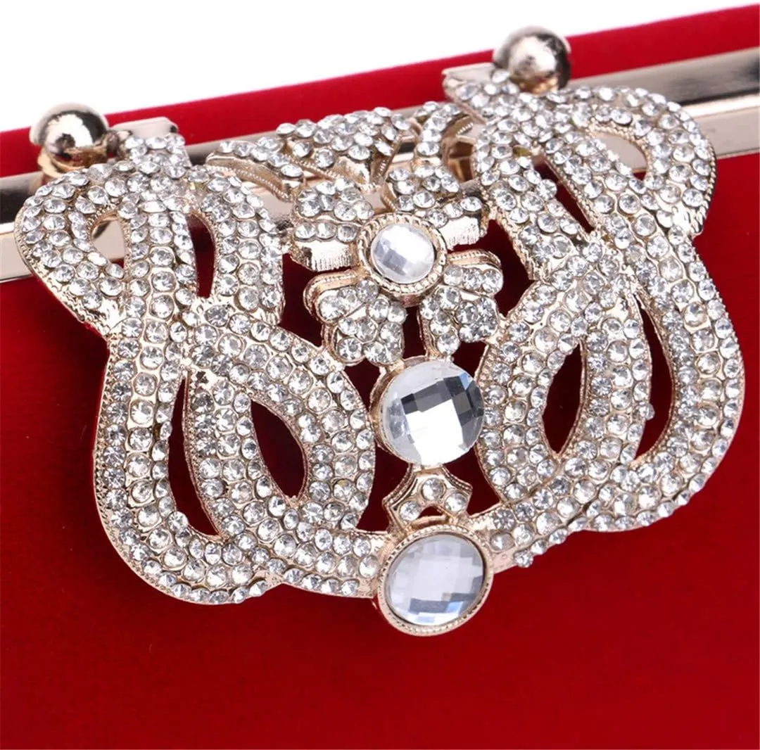 Velvet Women Evening Bags Diamonds Daily Clutches Party Small Handbags Purse