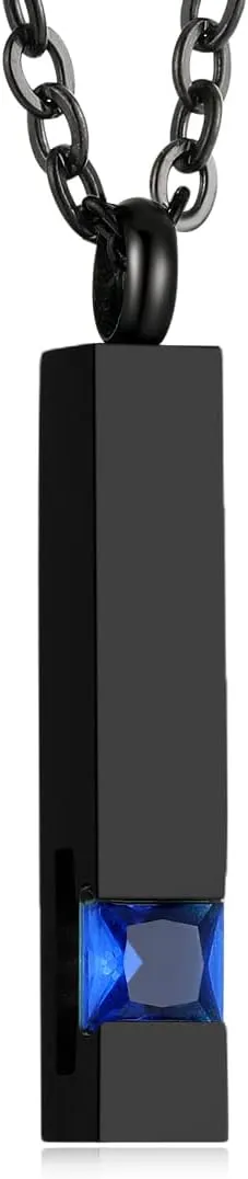 Vertical Bar Zircon Cremation Jewelry for Ashes Men Women Urn Necklace for Ashes Mom Dad Grandpa Grandma 