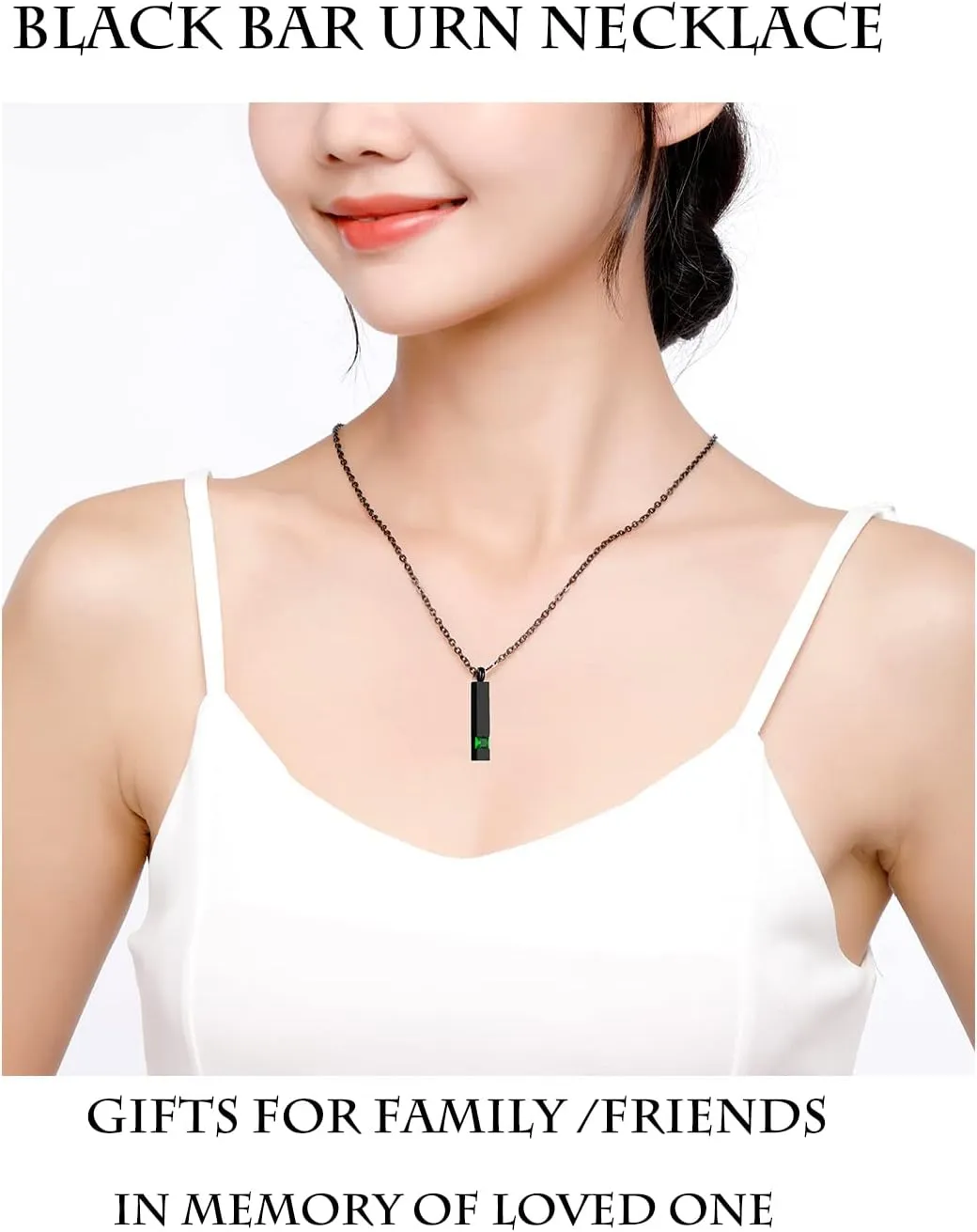 Vertical Bar Zircon Cremation Jewelry for Ashes Men Women Urn Necklace for Ashes Mom Dad Grandpa Grandma 