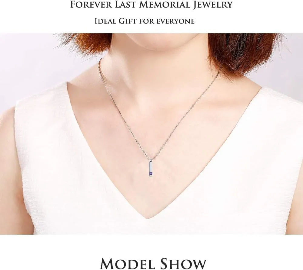 Vertical Bar Zircon Cremation Jewelry for Ashes Men Women Urn Necklace for Ashes Mom Dad Grandpa Grandma 