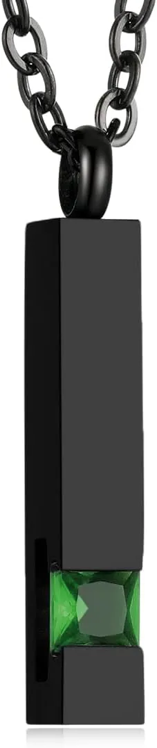 Vertical Bar Zircon Cremation Jewelry for Ashes Men Women Urn Necklace for Ashes Mom Dad Grandpa Grandma 
