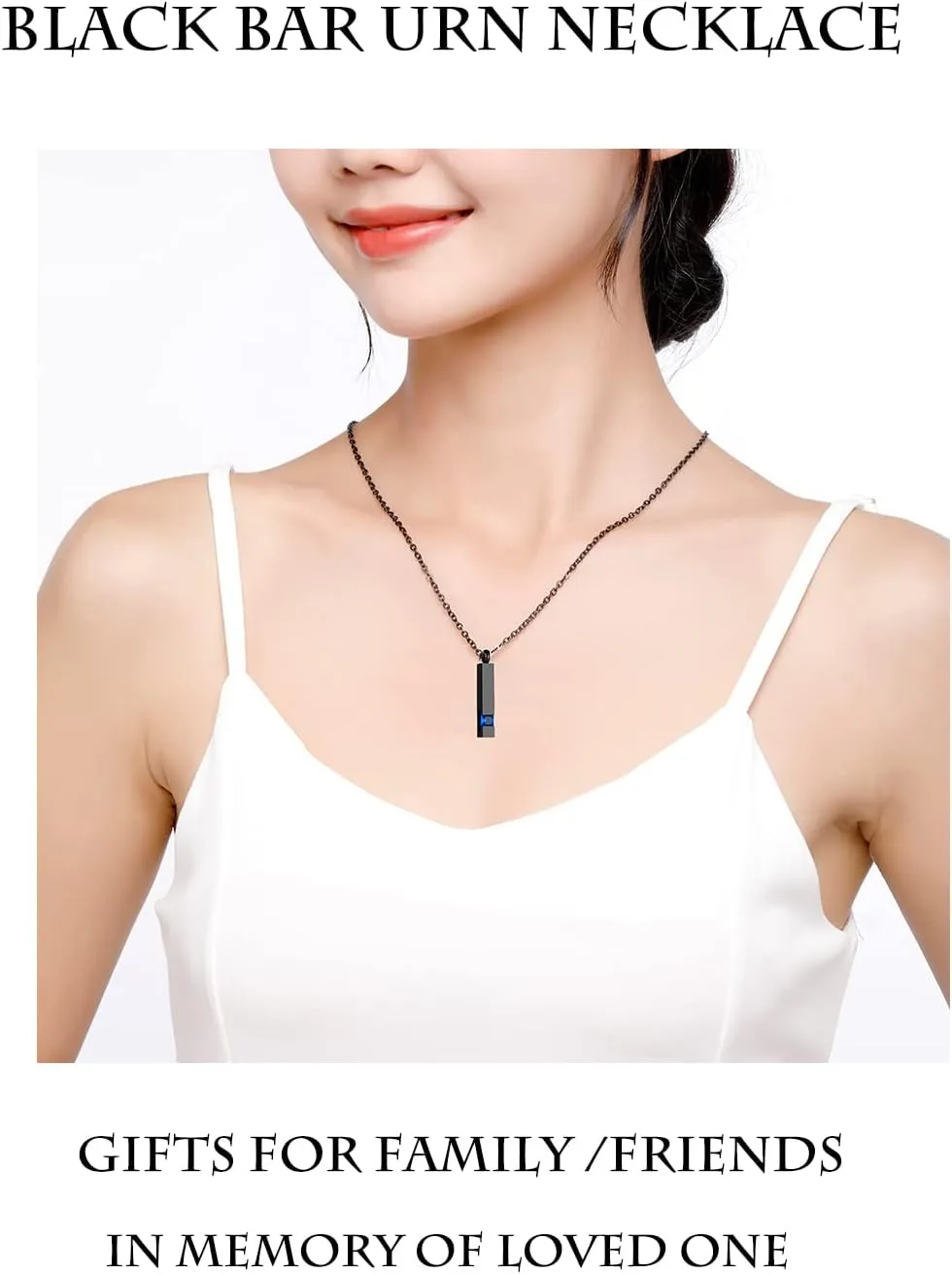 Vertical Bar Zircon Cremation Jewelry for Ashes Men Women Urn Necklace for Ashes Mom Dad Grandpa Grandma 